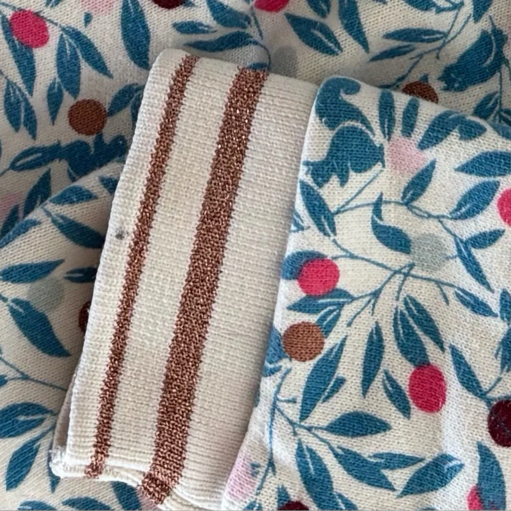 Petit Bateau Cream and Blue Leaf Print Top - Picture 7 of 7